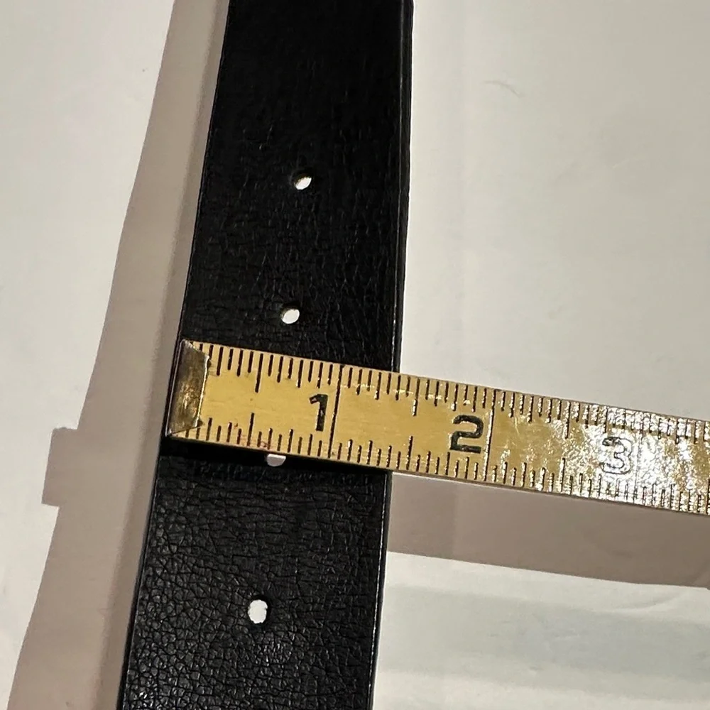 Chico’s Black faux Leather Belt with Silver Buckle 28-33”